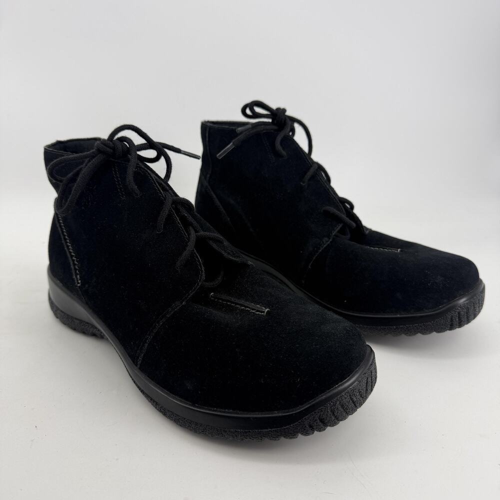 Drew Krista Chukka Boots Womens Size 10WW Black Suede Comfort Wedge Workwear